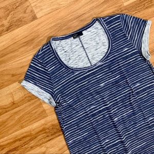 GAP Scoop-Neck Cuffed T-Shirt Dress - Navy Stripe